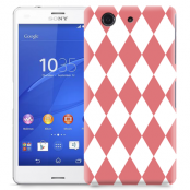 Skal till Sony Xperia Z3 Compact - Rutig - Rosa/Vit