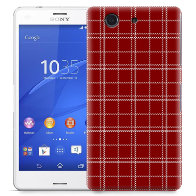 Skal till Sony Xperia Z3 Compact - Sömmar - Rutmönster Röd