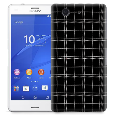 Skal till Sony Xperia Z3 Compact - Sömmar - Rutmönster Svart