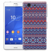 Skal till Sony Xperia Z3 Compact - Stickat - Blå/Röd