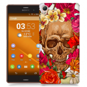 Skal till Sony Xperia Z3 - Dödskalle - Blommor