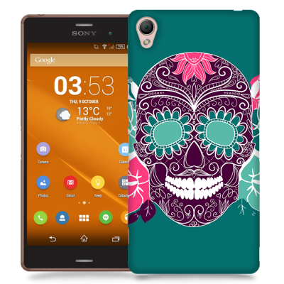 Skal till Sony Xperia Z3 - Glad dödskalle - Grön