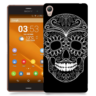 Skal till Sony Xperia Z3 - Glad dödskalle - Svart