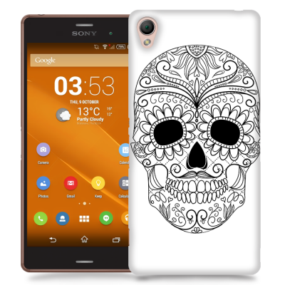 Skal till Sony Xperia Z3 - Glad dödskalle - Vit