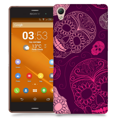 Skal till Sony Xperia Z3 - Glada dödskallar - Lila