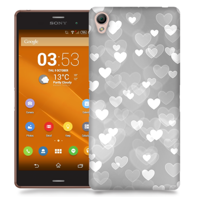 Skal till Sony Xperia Z3 - Hjärtan - Grå