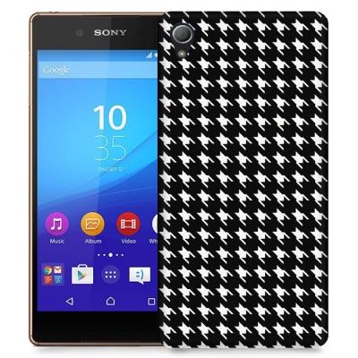 Skal till Sony Xperia Z3+ - Mönstrat tyg - Svart