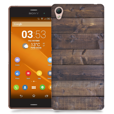 Skal till Sony Xperia Z3 - Mörkbetsade plank