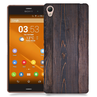 Skal till Sony Xperia Z3 - Mörkbetsat trä