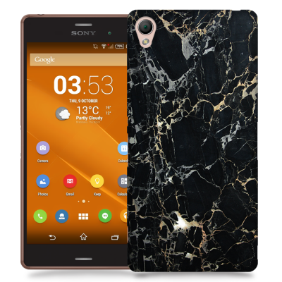 Skal till Sony Xperia Z3 - Marble - Svart