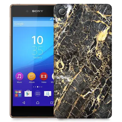 Skal till Sony Xperia Z3+ - Marble - Svart/Gul