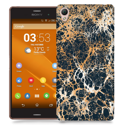 Skal till Sony Xperia Z3 - Marble - Svart/Guld