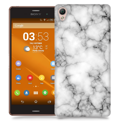 Skal till Sony Xperia Z3 - Marble - Vit/Svart
