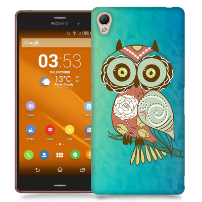 Skal till Sony Xperia Z3 - Orientalisk uggla - Blå