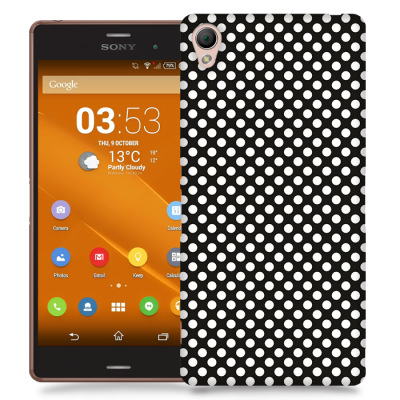 Skal till Sony Xperia Z3 - Polkadots - Svart/Vit