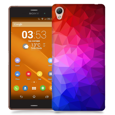 Skal till Sony Xperia Z3 - Polygon - Blå/Lila/Röd