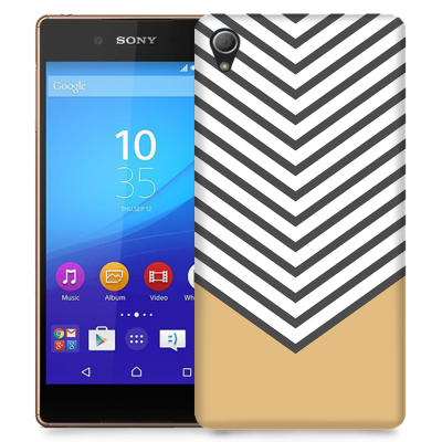 Skal till Sony Xperia Z3+ - Ränder - Beige/Vit