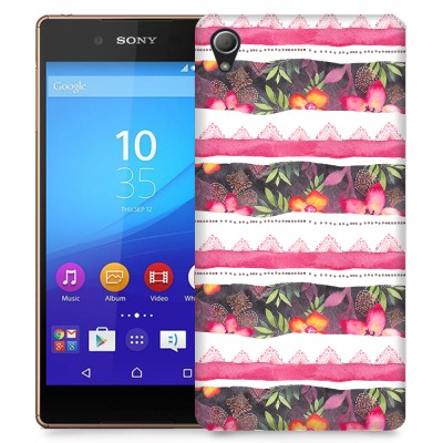 Skal till Sony Xperia Z3+ - Ränder - Blommor