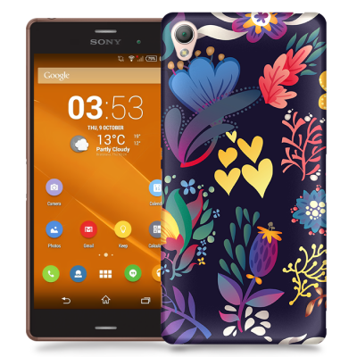 Skal till Sony Xperia Z3 - Retro blommor