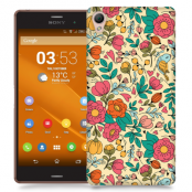 Skal till Sony Xperia Z3 - Retro Blommor - Beige