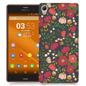 Skal till Sony Xperia Z3 - Retro Blommor - Grå