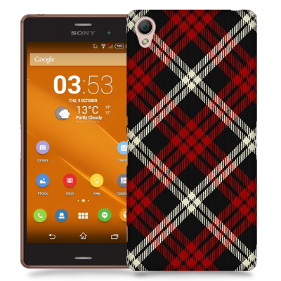 Skal till Sony Xperia Z3 - Rutig - Röd