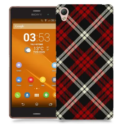 Skal till Sony Xperia Z3 - Rutig - Röd