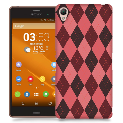 Skal till Sony Xperia Z3 - Rutig - Rosa/Vinröd