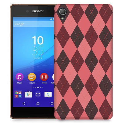 Skal till Sony Xperia Z3+ - Rutig - Rosa/Vinröd