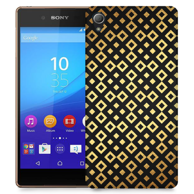 Skal till Sony Xperia Z3+ - Rutmönster - Svart/Guld