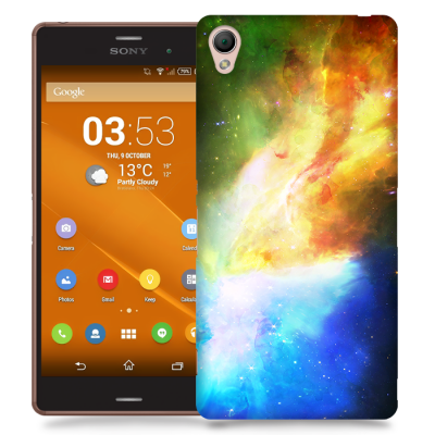 Skal till Sony Xperia Z3 - Rymden - Gul/Blå