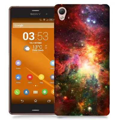 Skal till Sony Xperia Z3 - Rymden - Röd/Grön
