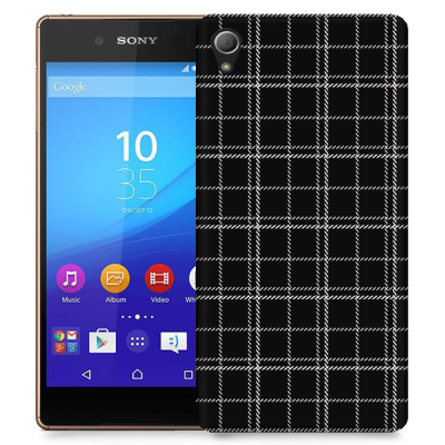 Skal till Sony Xperia Z3+ - Sömmar - Rutmönster Svart
