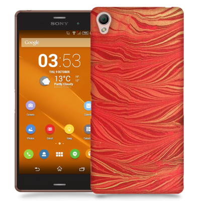 Skal till Sony Xperia Z3 - Vågor - Röd/Orange