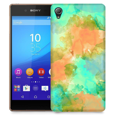 Skal till Sony Xperia Z3+ - Vattenfärg - Grön/Orange
