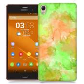 Skal till Sony Xperia Z3 - Vattenfärg - Grön/Persika