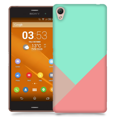 Skal till Sony Xperia Z3 - Vinklar - Turkos/Rosa
