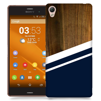 Skal till Sony Xperia Z3 - Wood ränder - Mörkblå