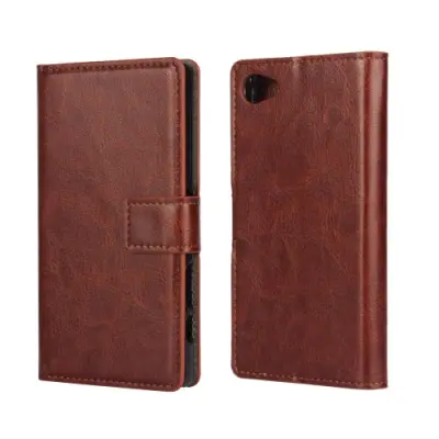 Crazy Horse Plånboksfodral till Sony Xperia Z5 Compact - Brun
