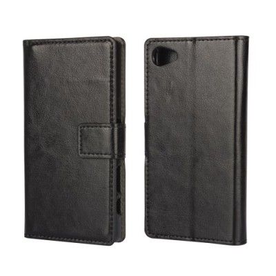 Crazy Horse Plånboksfodral till Sony Xperia Z5 Compact - Svart