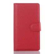 Litchi Plånboksfodral till Sony Xperia Z5 Compact - Röd