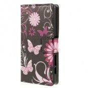 Plånboksfodral till Sony Xperia Z5 Compact - Svart Fjärilar