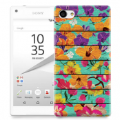 Skal till Sony Xperia Z5 Compact - Blommor - turkost trä