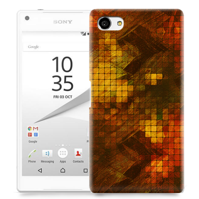 Skal till Sony Xperia Z5 Compact - Borstat rutor - Röd