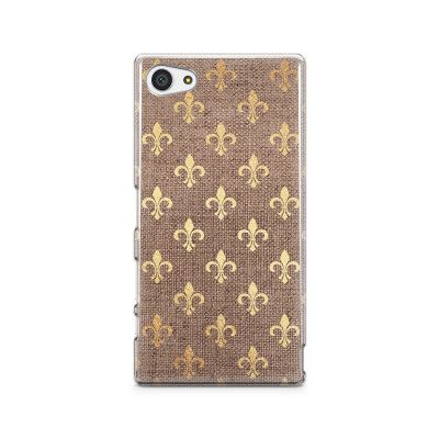 Skal till Sony Xperia Z5 Compact - Canvas Blommor - Guld/Brun