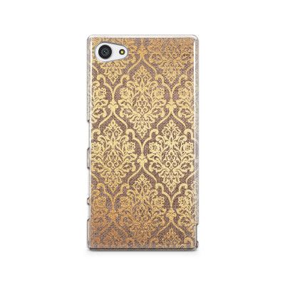 Skal till Sony Xperia Z5 Compact - Canvas Damask - Guld/Brun