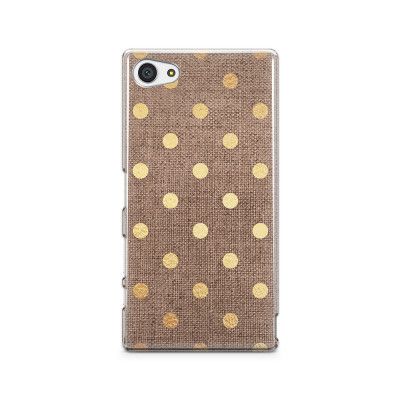 Skal till Sony Xperia Z5 Compact - Canvas Polka - Guld/Brun
