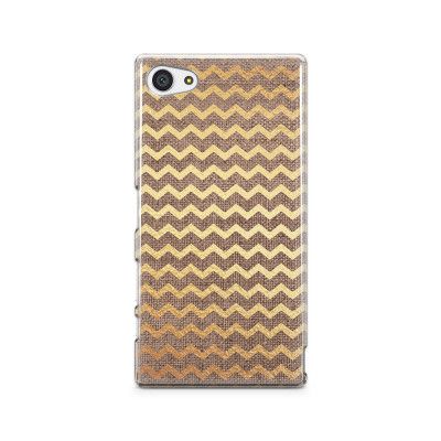 Skal till Sony Xperia Z5 Compact - Canvas Ränder - Guld/Brun