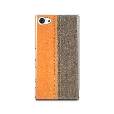Skal till Sony Xperia Z5 Compact - Läder - Orange/Brun