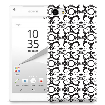 Skal till Sony Xperia Z5 Compact - Mönstrad tapet - Vit/Svart